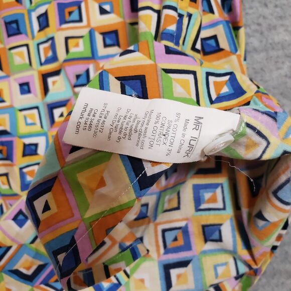Mr Turk Geometric Camp Shirt Mens 2XL* Orange Blue Abstract Retro Designer Trina - Picture 6 of 6